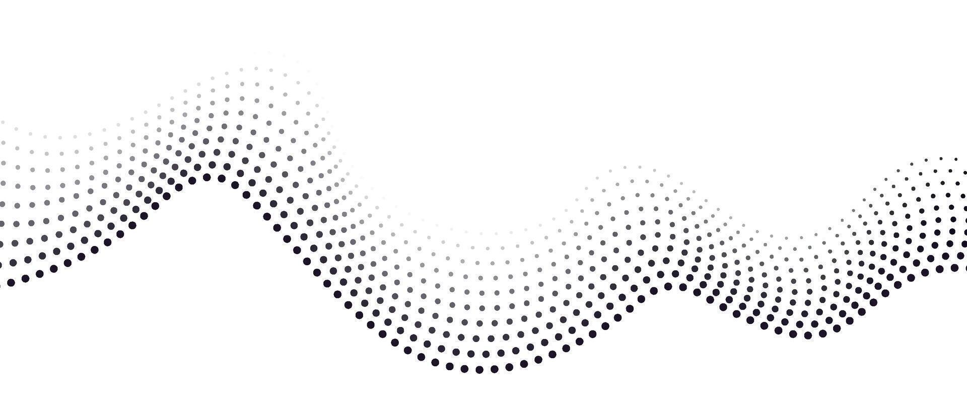 Halftone wave with dots. Gradient dark, light wave with dots isolated on white background. Sound wave. vector