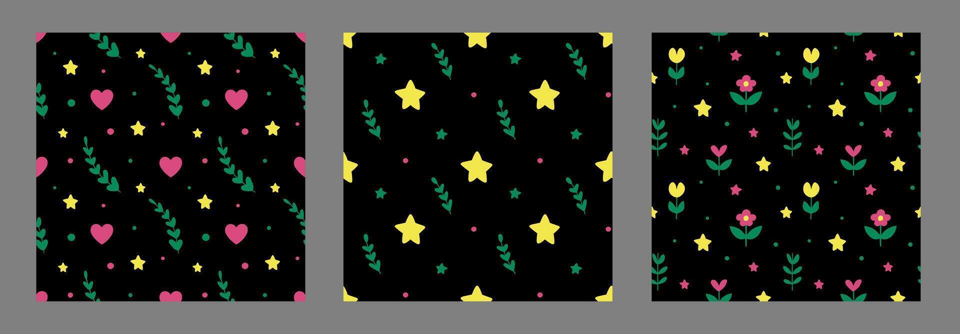Set of romantic seamless patterns vector