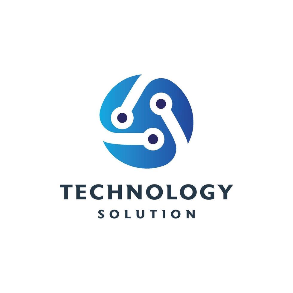 technology solution logo design flat modern concept vector