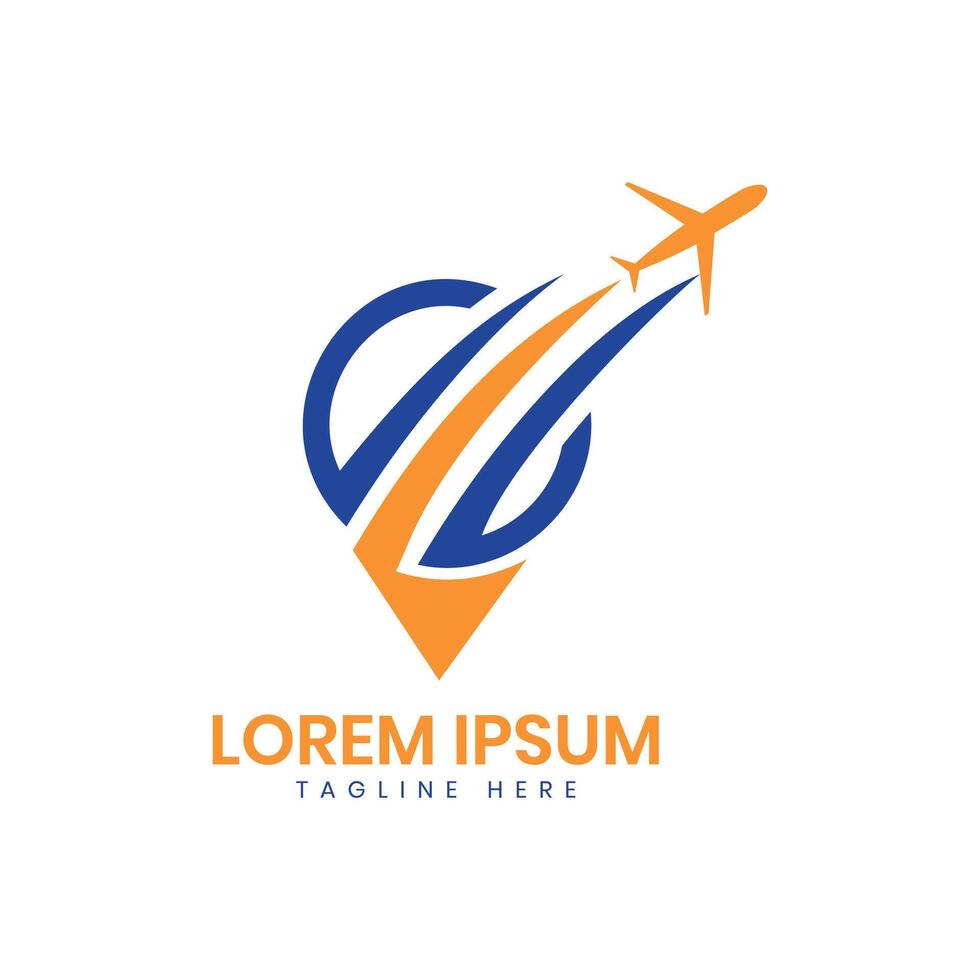 Airplane travel logo design location gps tourism modern minimal aviation business vector