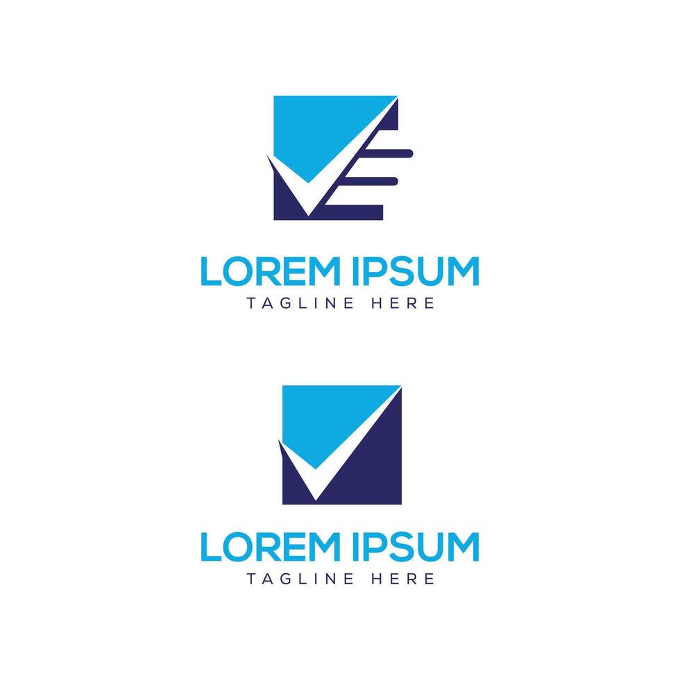 Check mark square creative logo design for financial marketing business steps growth approve vector
