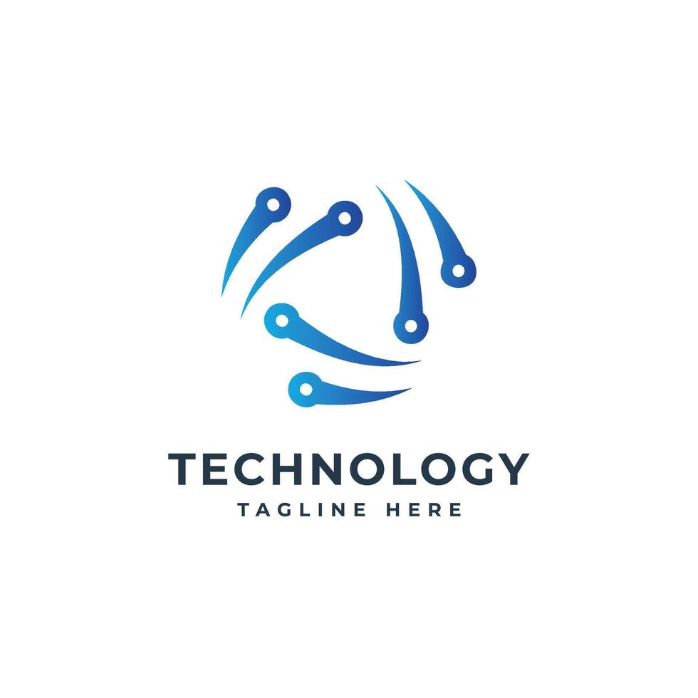 technology solutions logo design modern minimal circuit concept vector