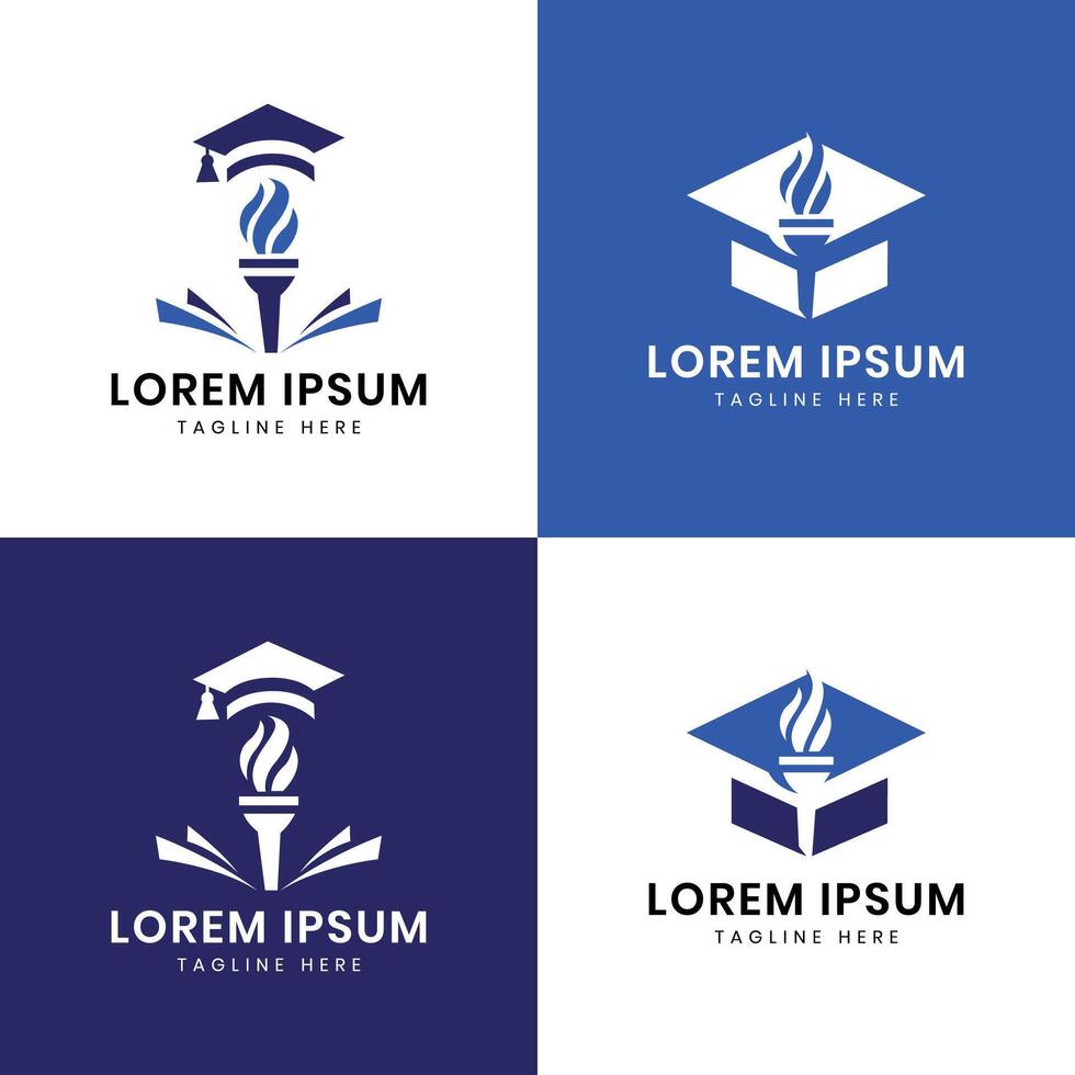 Education knowledge school graduation logo design bundle collection modern minimal concept vector