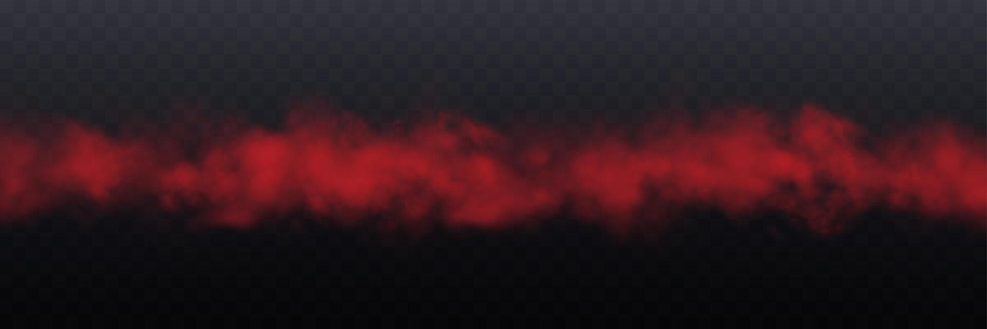 Realistic long red smoke or haze, overlay effect on a dark background vector