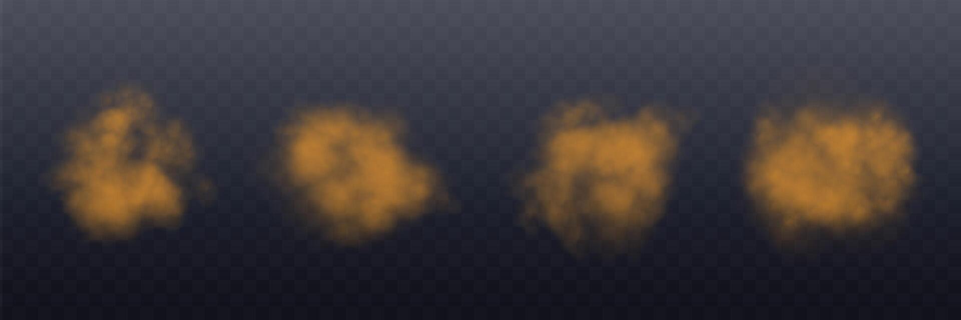 Realistic orange smokes or haze on a background. Magic fog, vapor. illustration vector