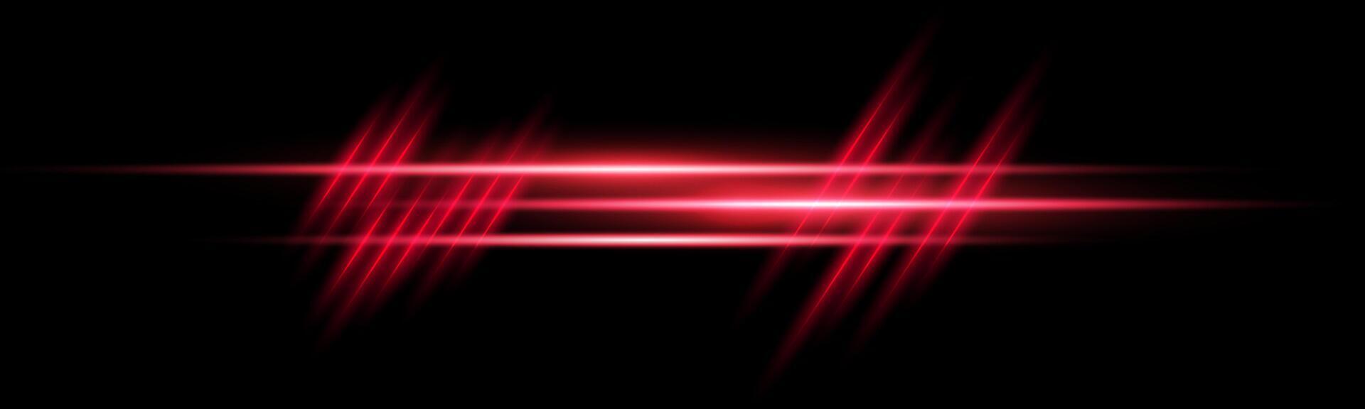 Red horizontal laser beam. Light lensflare. Red glow flare light effect. illustration vector