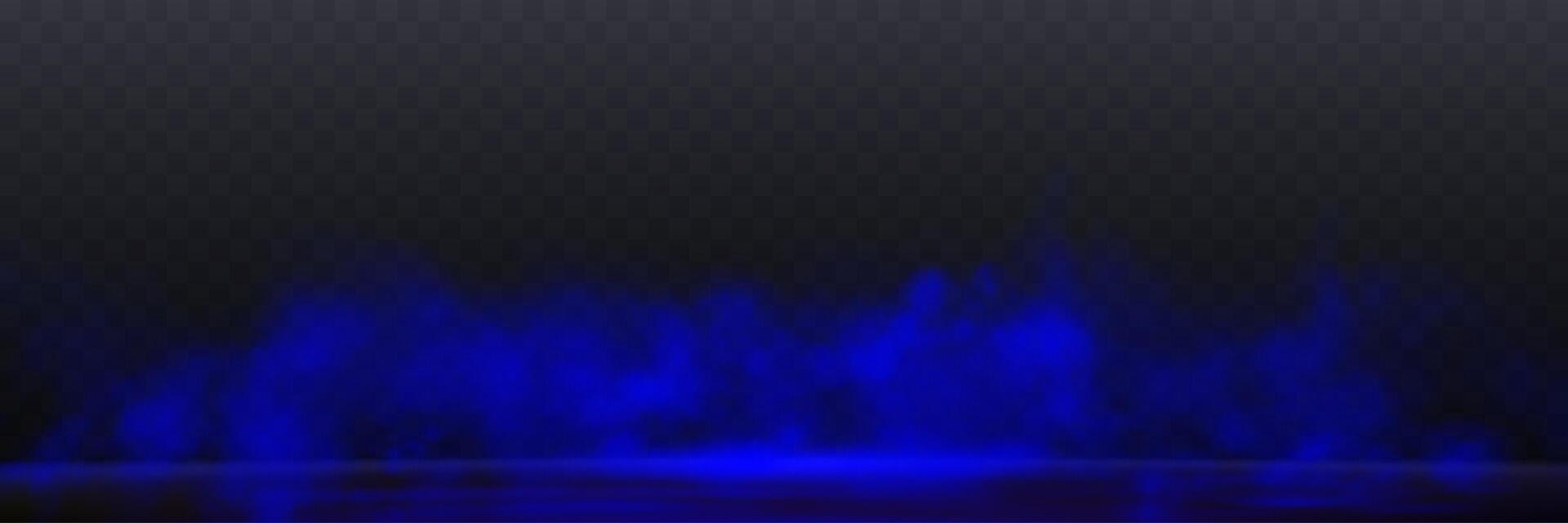Realistic light blue smoke or haze, overlay effect on a dark background. Hot fire and flame, magic fog, vapor on floor. Abstract illustration vector