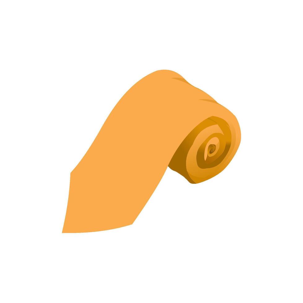 Illustration of an orange rolled necktie in a minimal and modern flat design. Suitable for business, fashion, and office-related concepts. Isolated on a clean white background vector