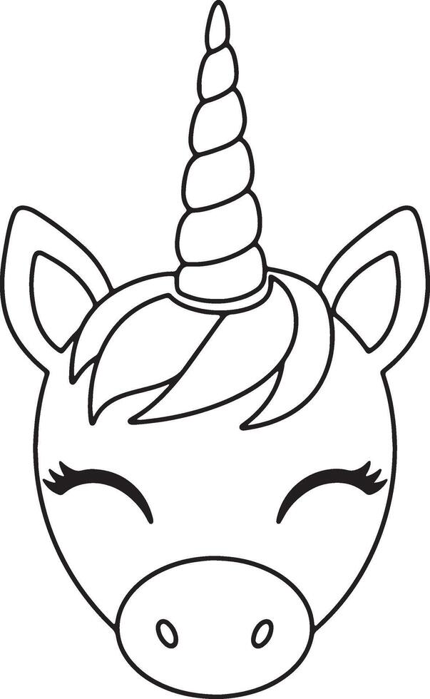 Simple black and white unicorn head for childrens designs and creative projects vector