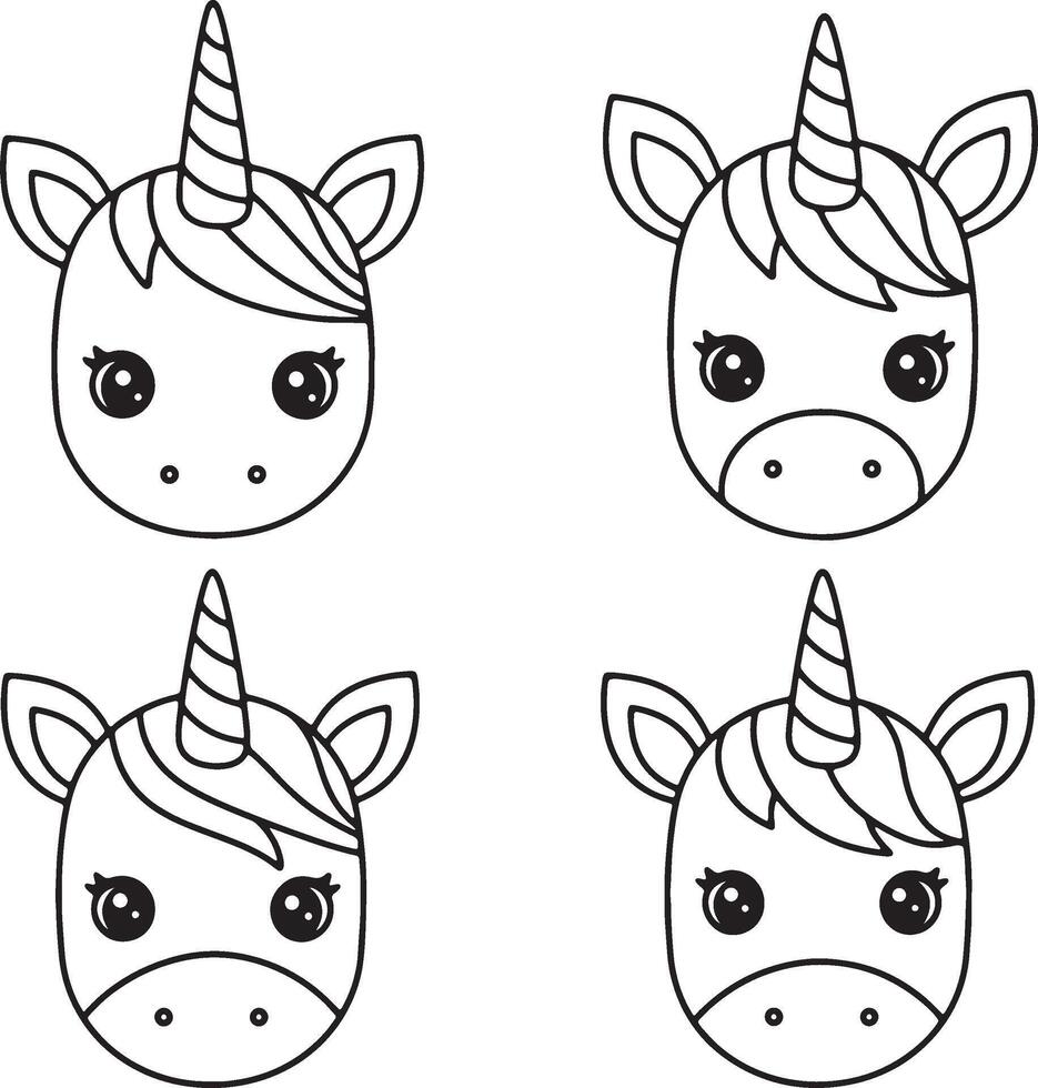 Adorable unicorn face pattern design in black and white for childrens projects vector
