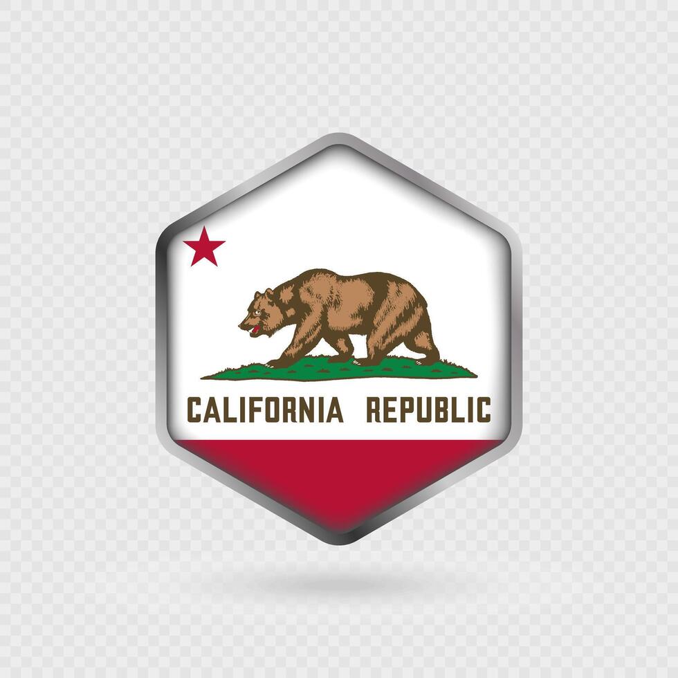 California State flag icon in hexagon shape. vector