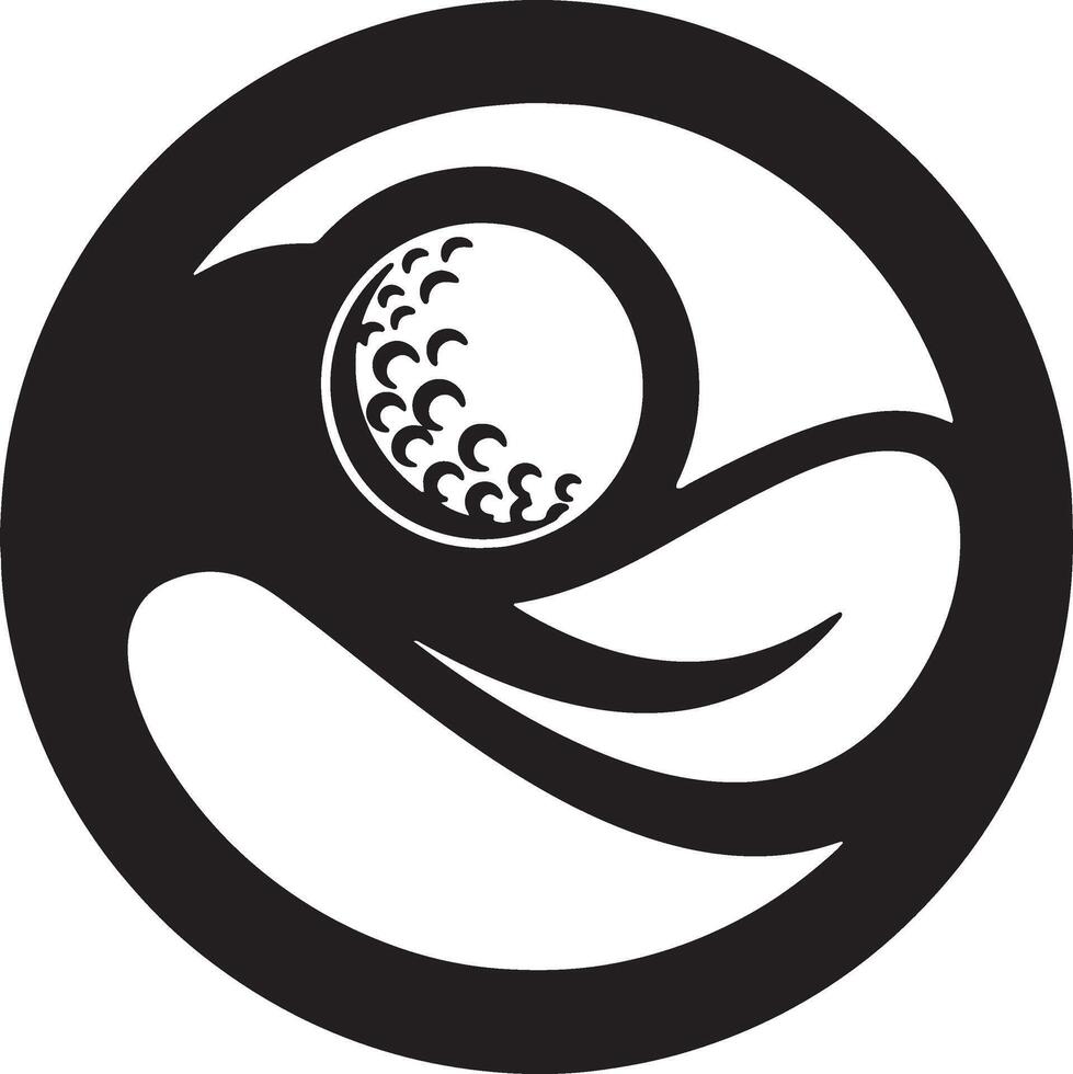 Black and white golf ball inside an abstract artistic logo illustration vector