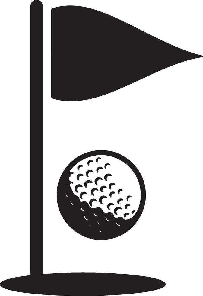 Golf course design with a golf ball and flag in a minimal black and white style vector