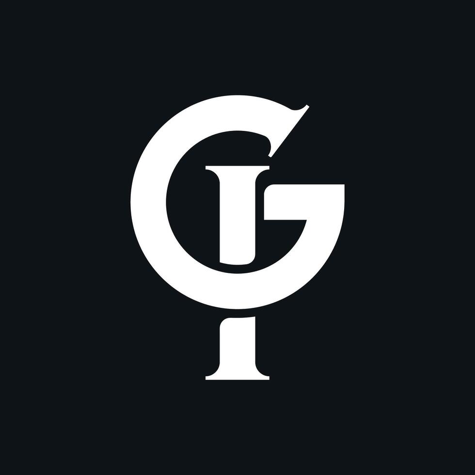 GI Logo Monogram Initial Letters Black And White vector