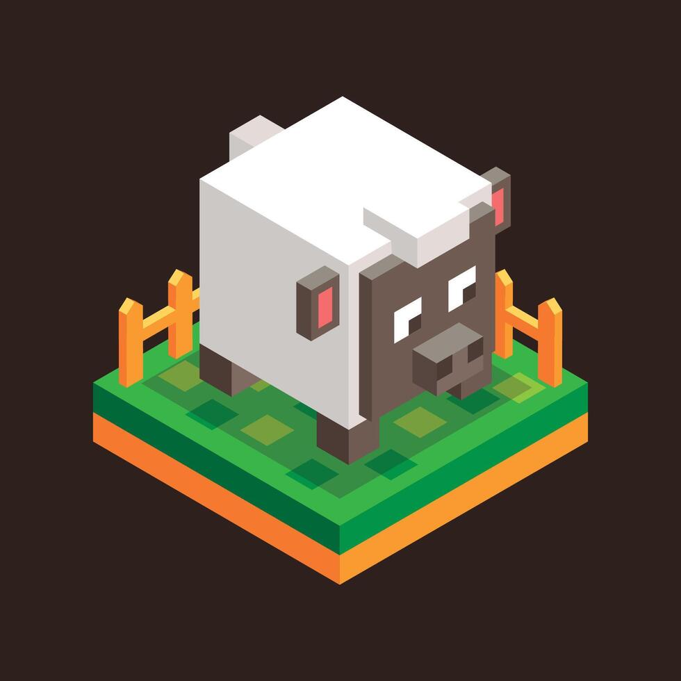 Isometric Sheep at the Farm Land vector