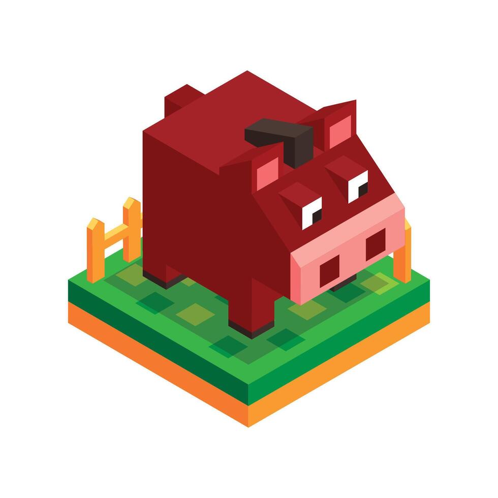 Isometric Horse at the Farm Land vector