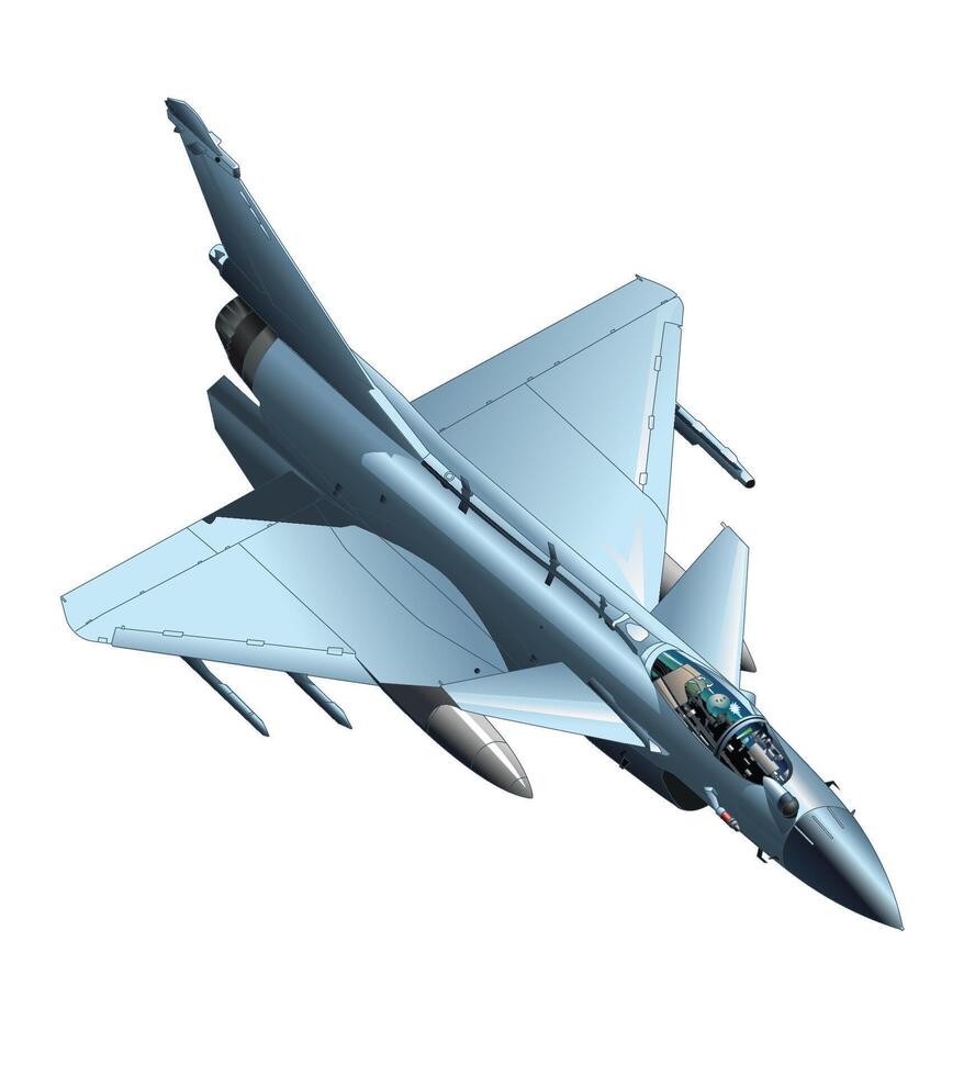 Chinese modern fighter jet flying isolated on white background vector