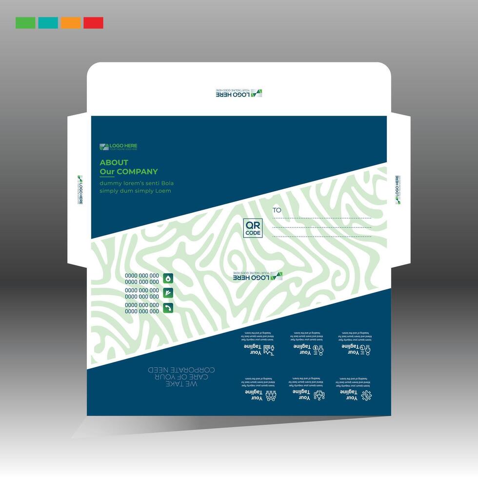 green and more colored envelope for corporate and any use vector