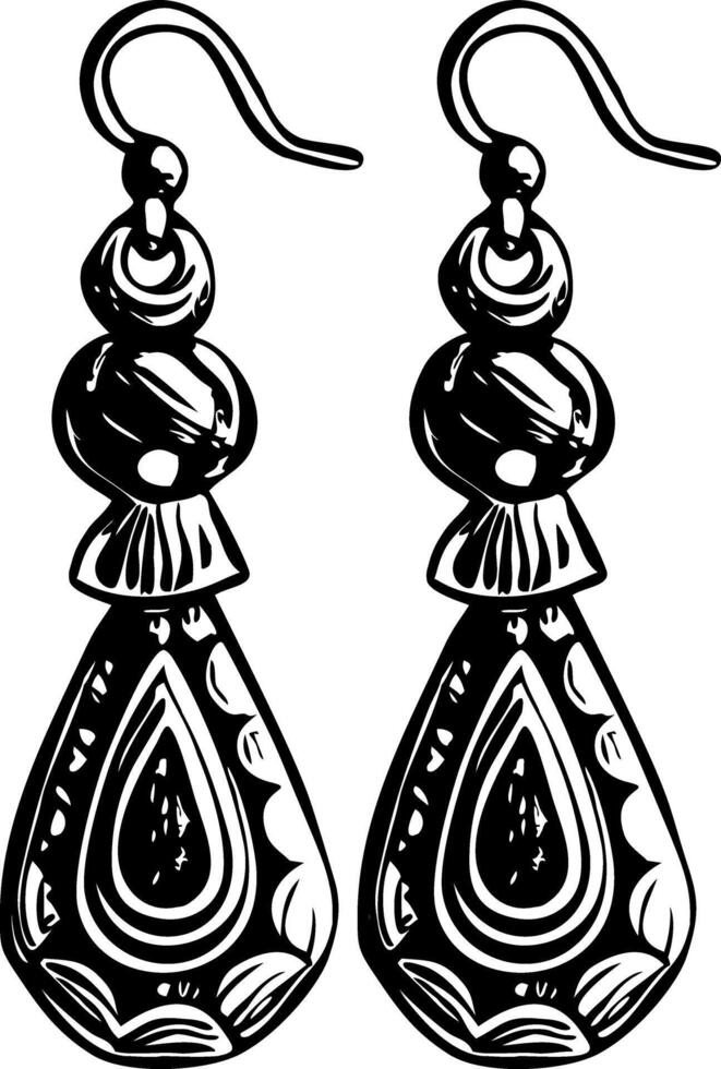 A vintage style illustration of dangle earrings vector