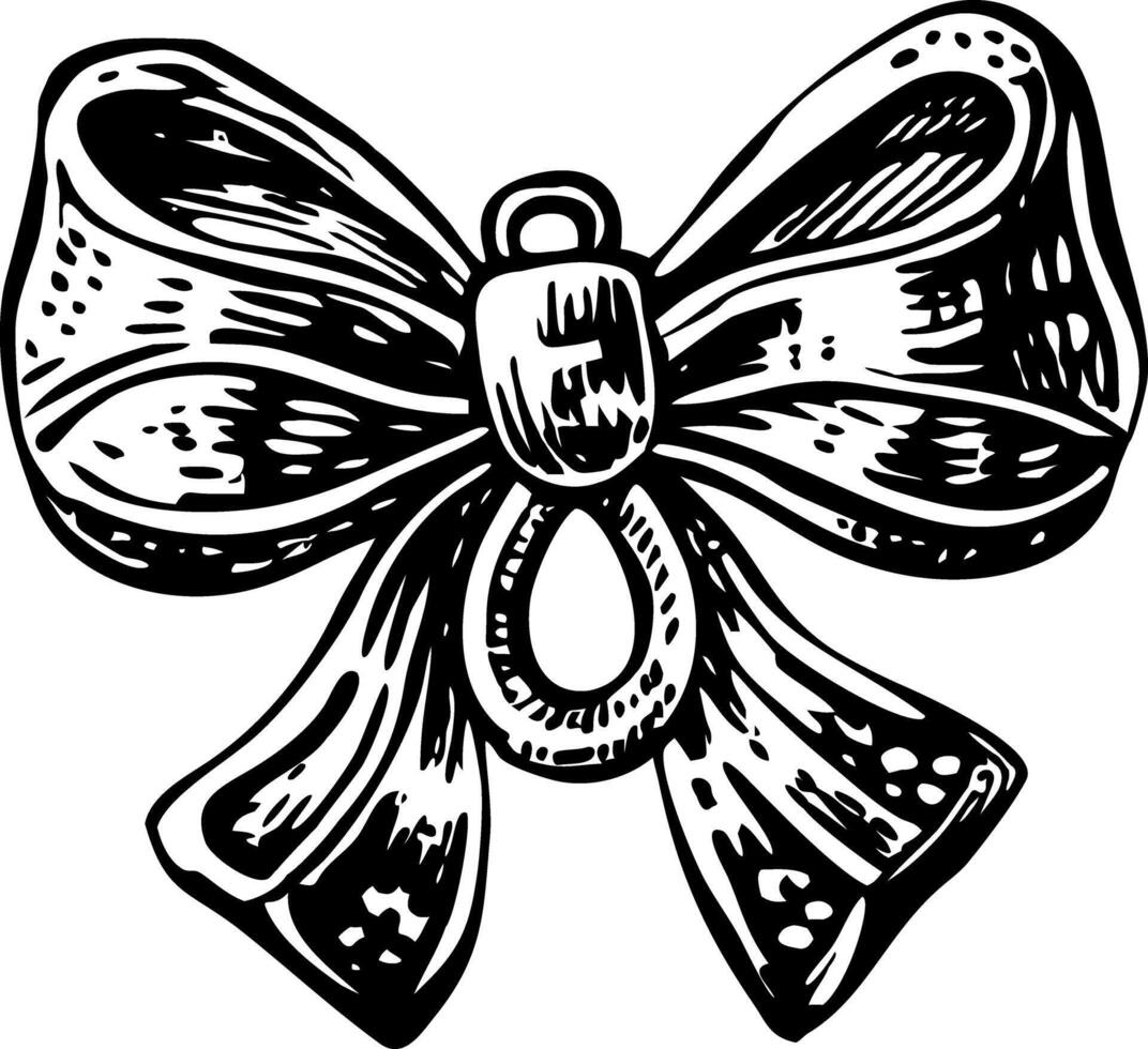 A vintage style illustration of bow pendant vector