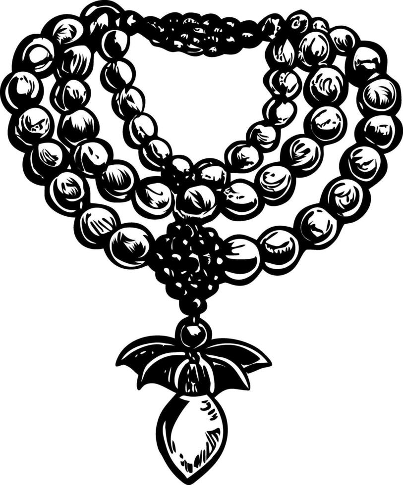 A vintage illustration showing pearl necklace vector