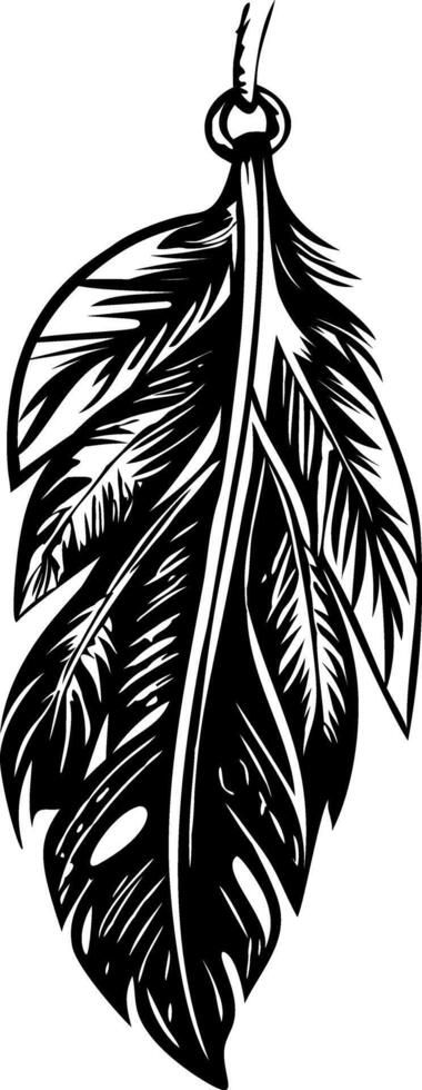 A vintage illustration showing feather pendant vector
