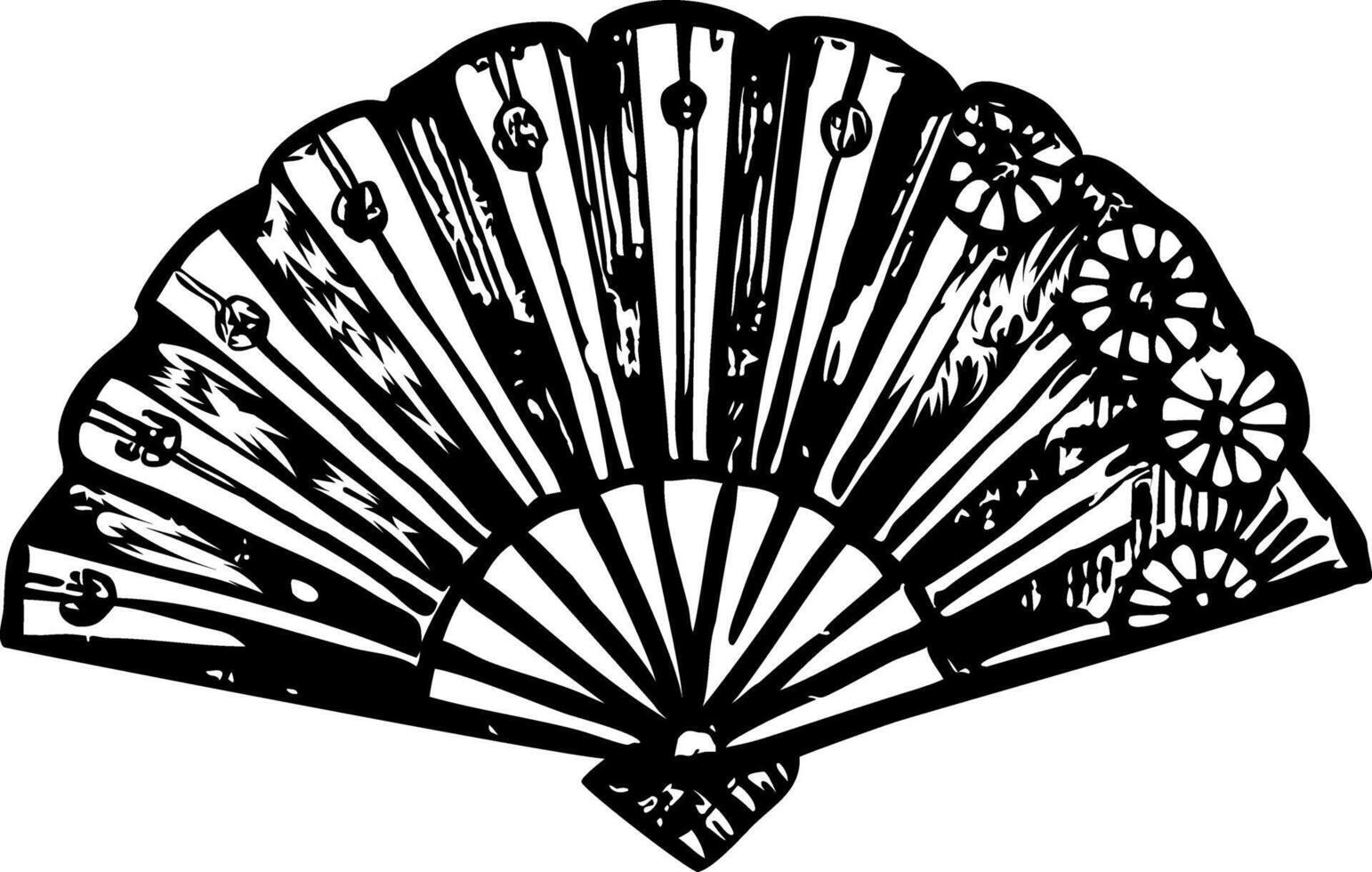 A vintage style illustration of fan brooch vector