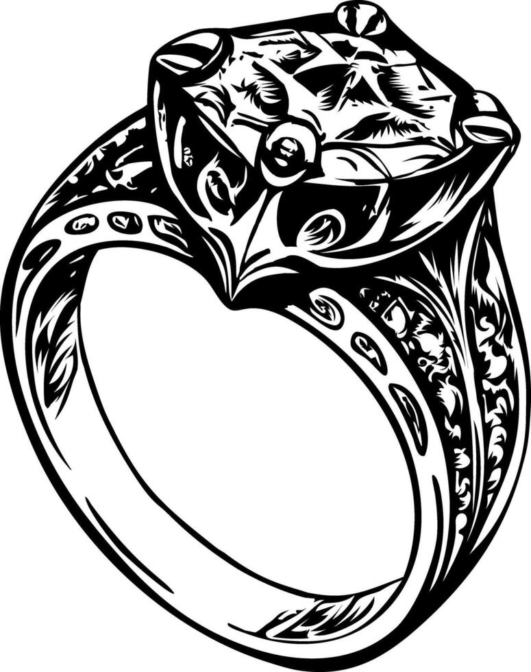 A vintage illustration showing a diamond ring vector