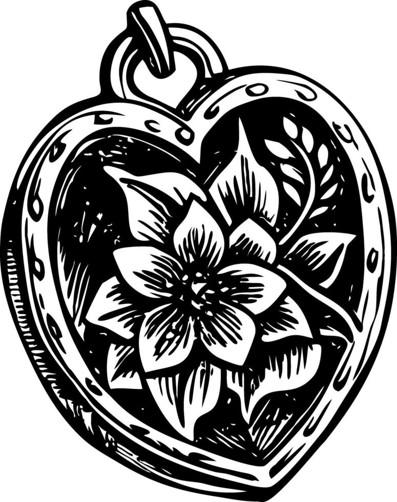 A vintage style illustration of flower locket vector