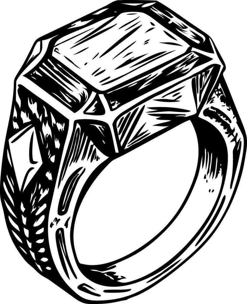 A vintage illustration showing emerald ring vector