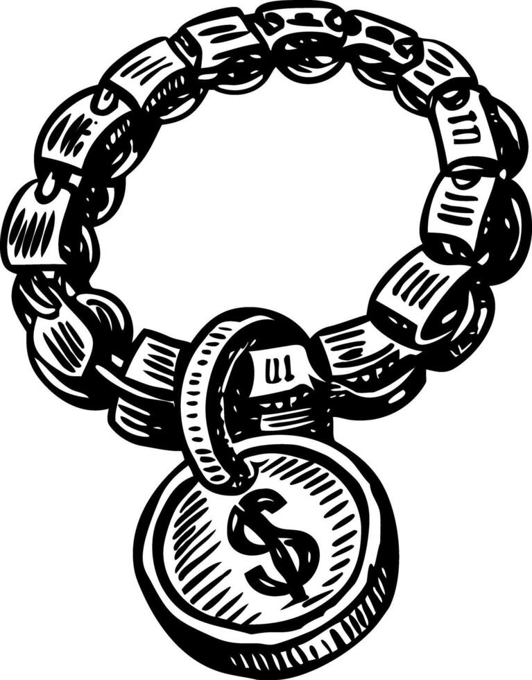 A vintage style illustration of a coin necklace vector