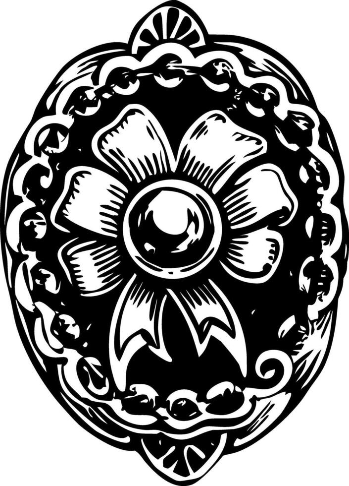 A vintage illustration showing decorative brooch vector