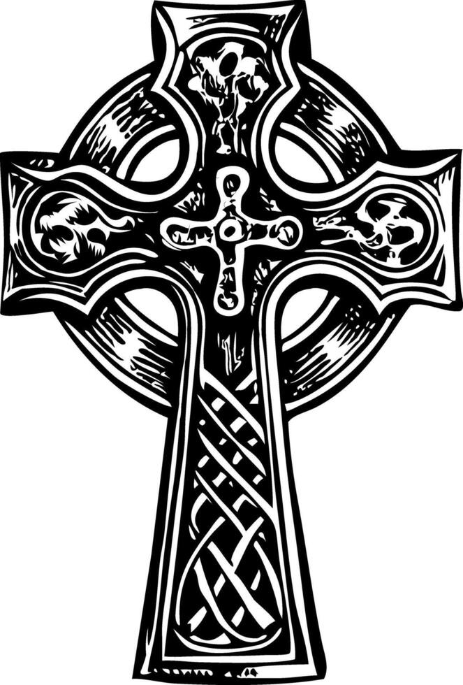A vintage illustration showing gothic cross vector