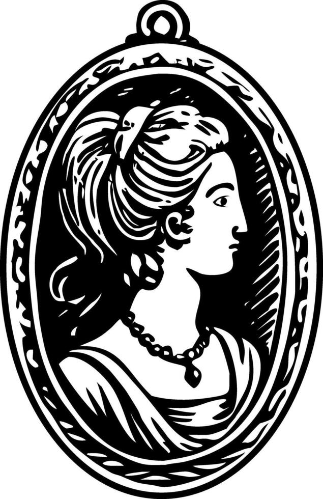 A vintage style illustration of cameo pendant vector