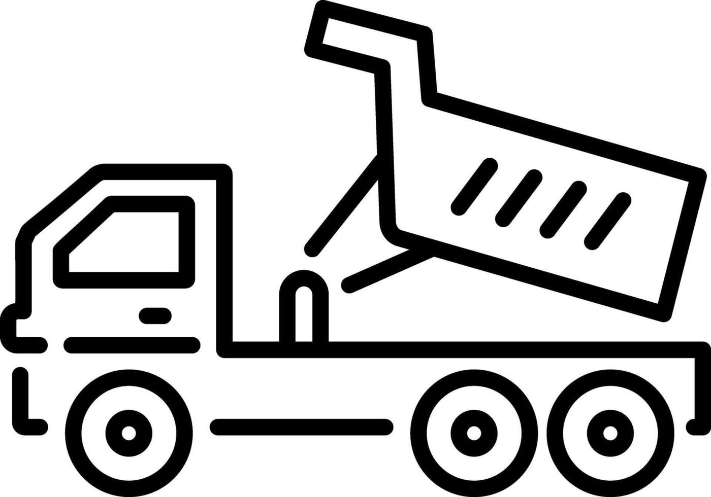 An outline style icon of dump truck vector