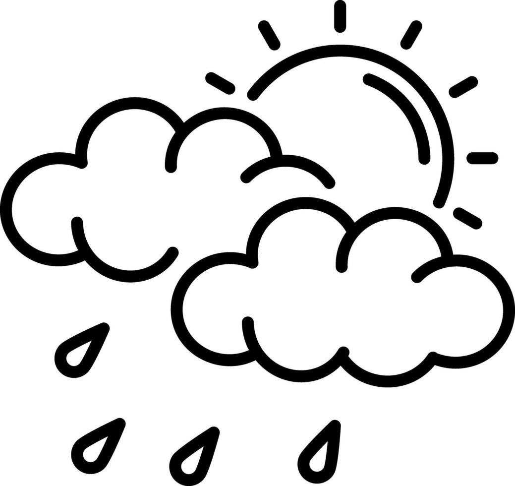 A line style icon showing a rainy weather vector