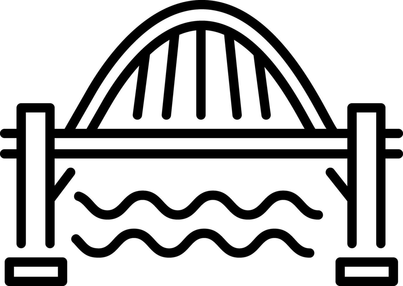 An outline style icon depicting bridge over a river vector