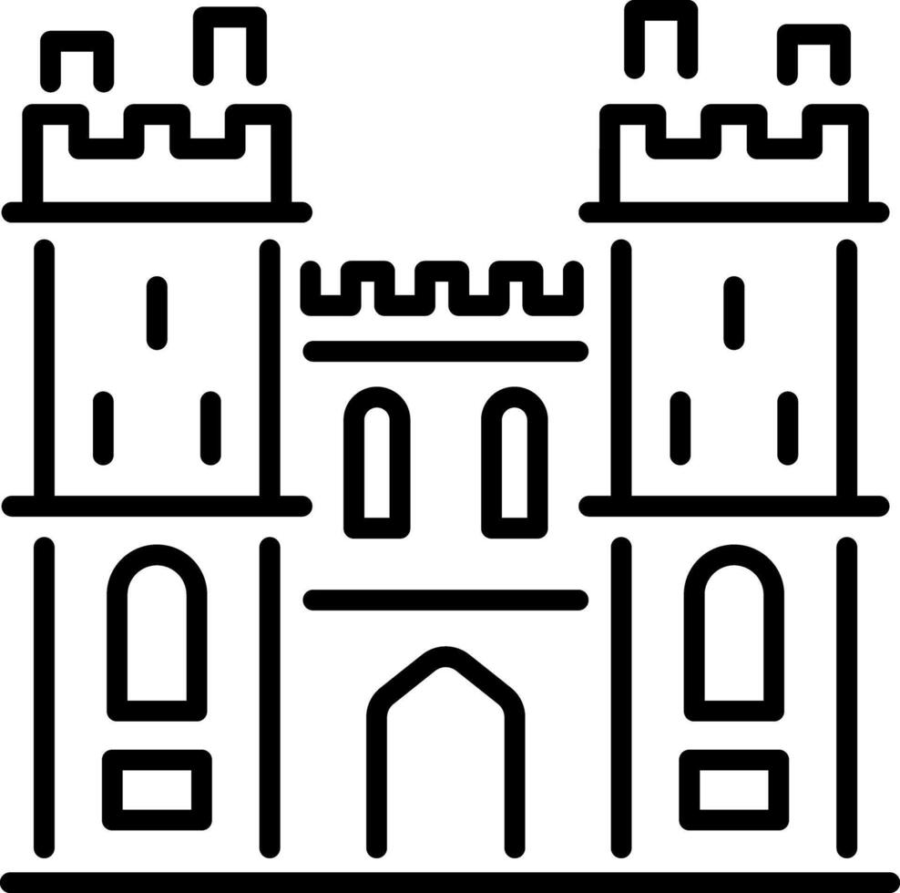 A line style icon depicting windsor castle landmark vector