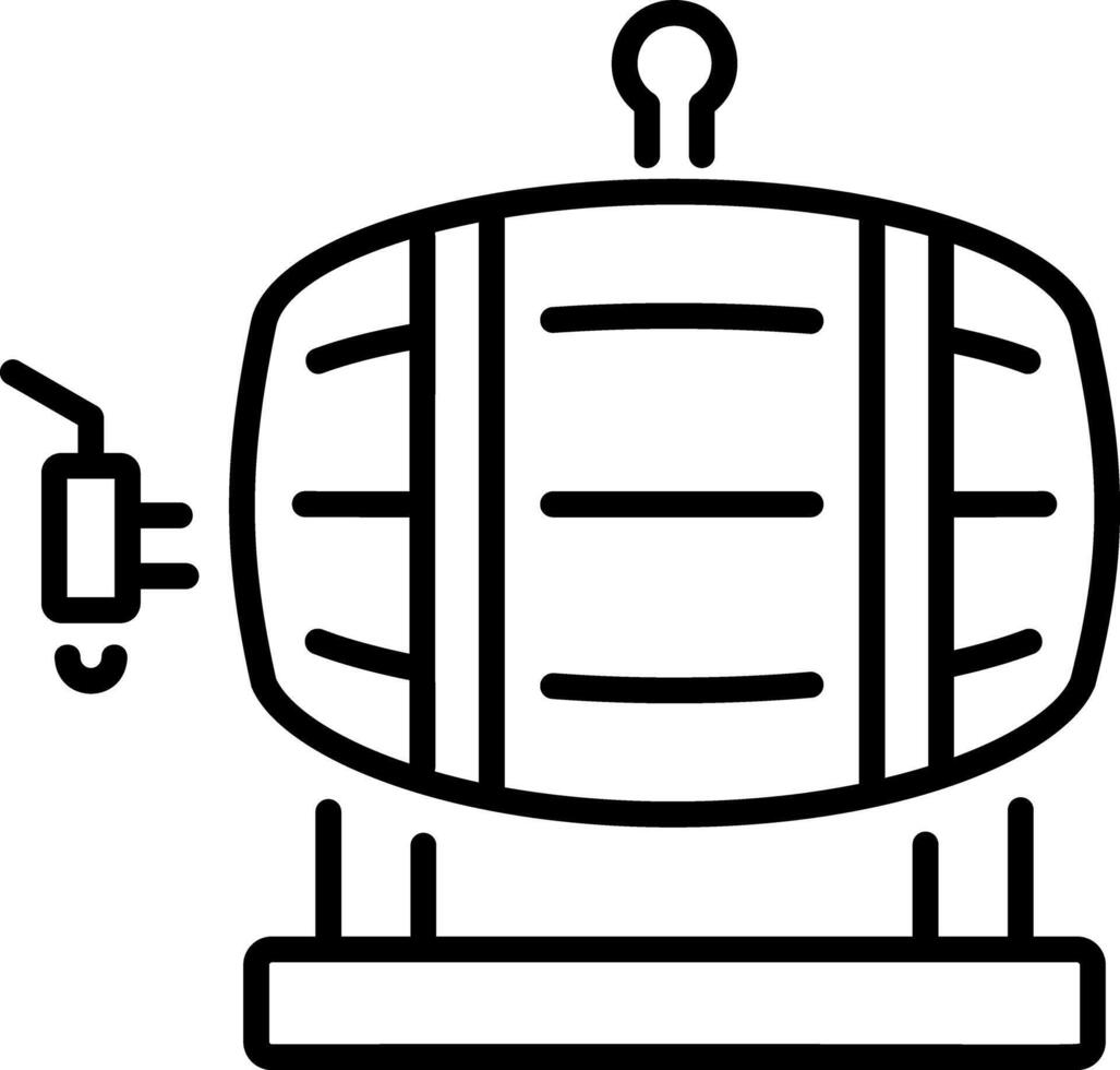 A line style icon showing a wooden wine barrel vector