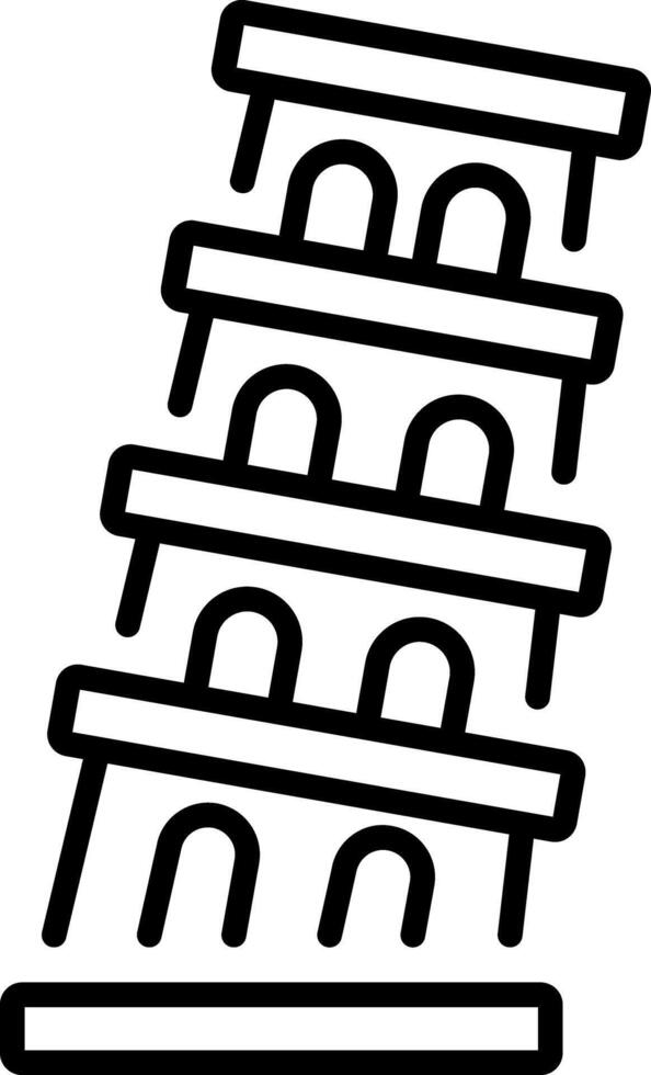 A linear icon showing pisa tower landmark vector