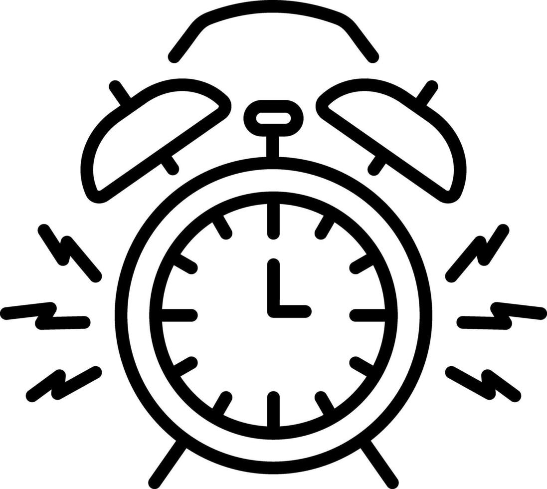 A line style icon depicting a ringing alarm clock vector