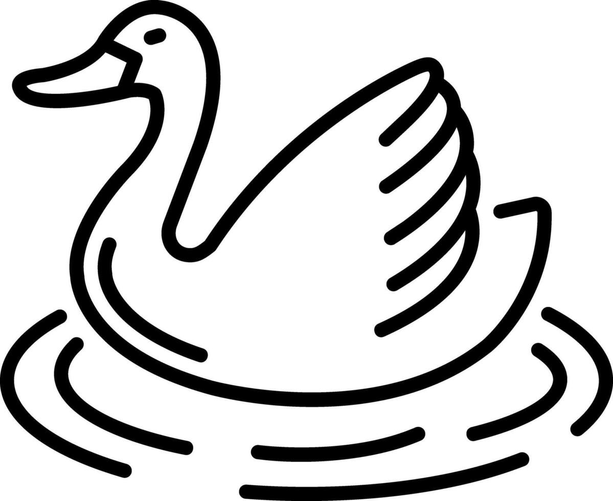 A linear icon depicting a swan bird floating in water vector