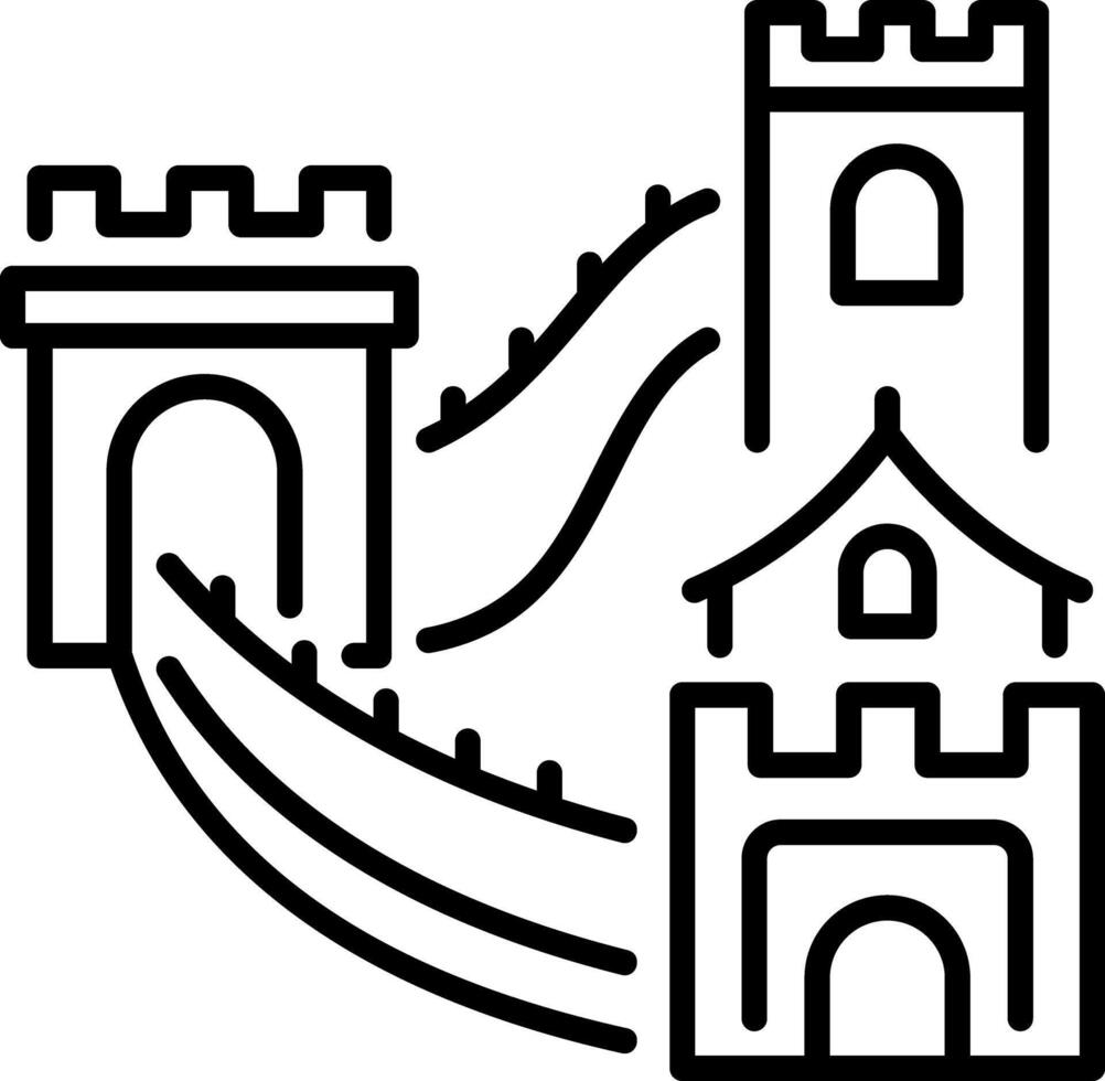 A line style icon representing great wall of china vector