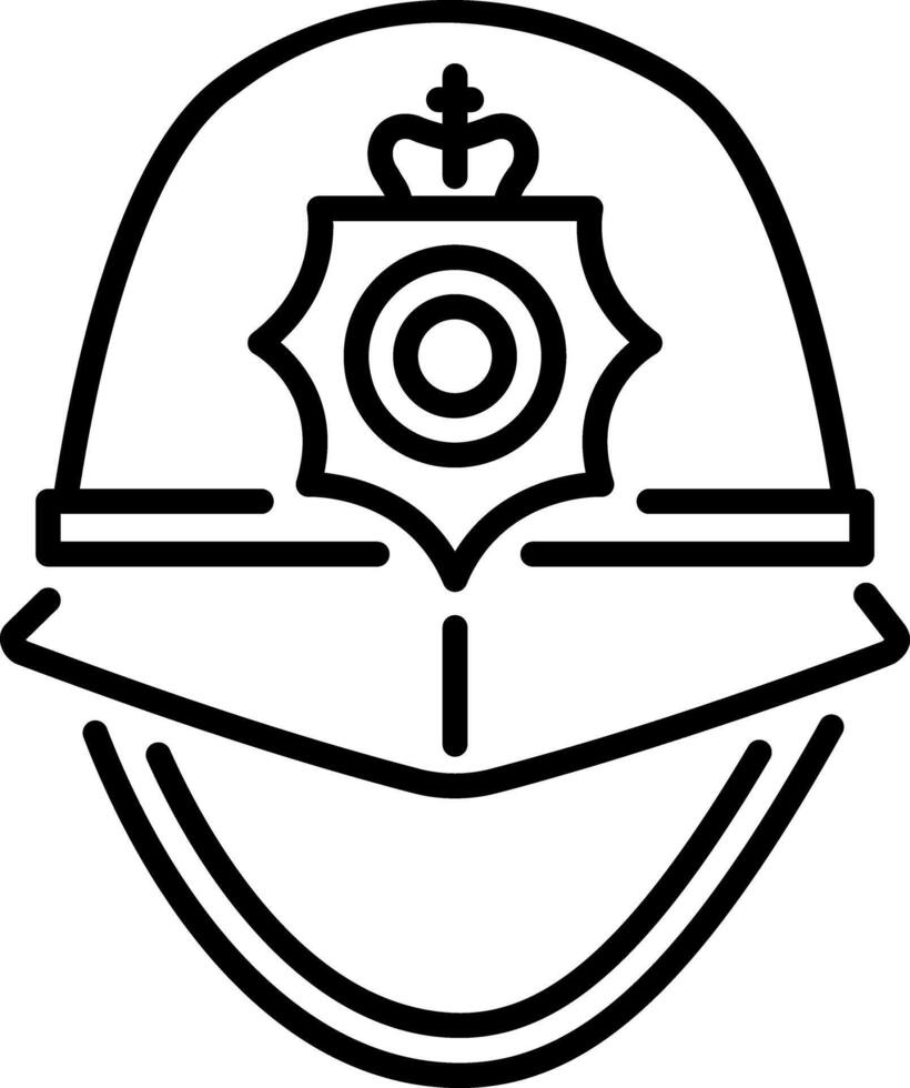A linear icon depicting a bobby helmet vector