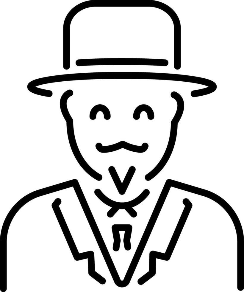 An outline style icon of bowler hat vector