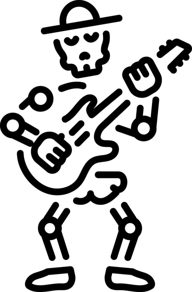 An outline style icon showing a skeleton mariachi vector