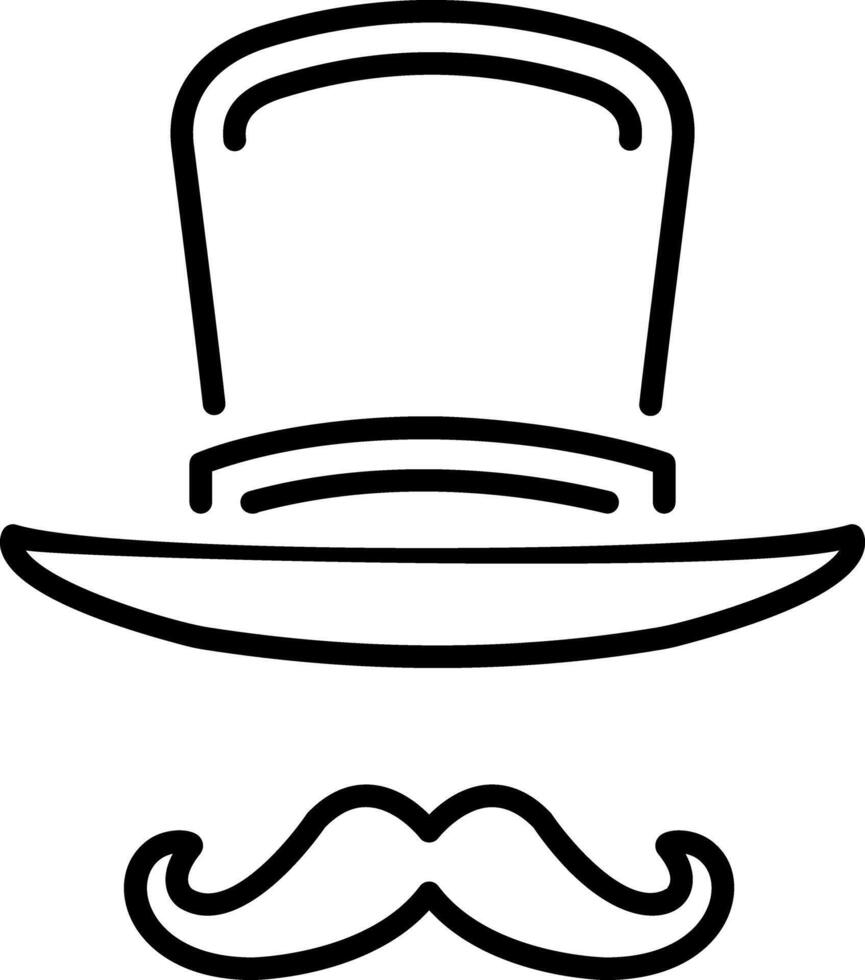 A linear icon depicting victorian mustache with a hat vector