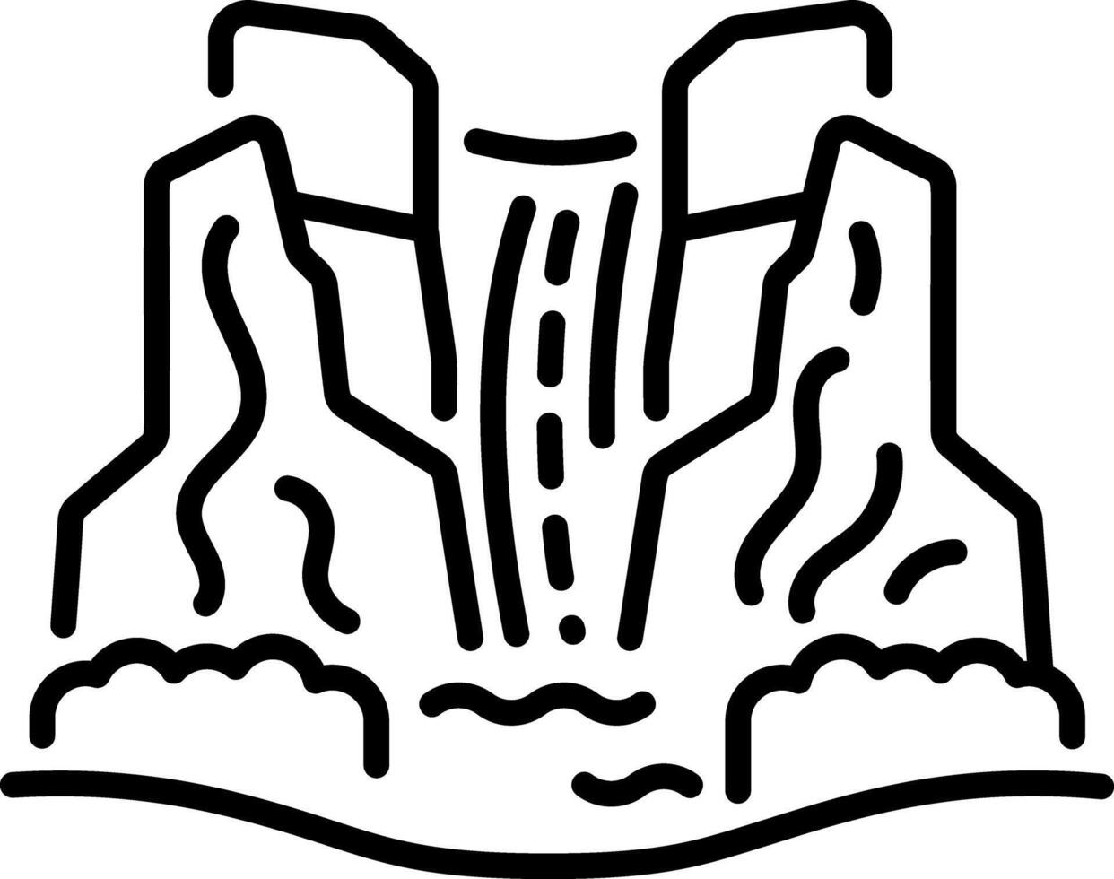A linear style icon of angel falls vector