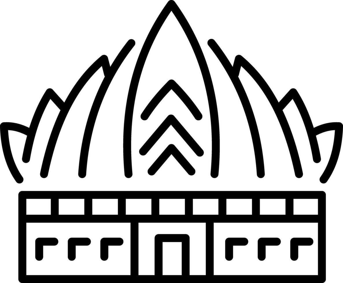 A linear style icon of lotus building vector