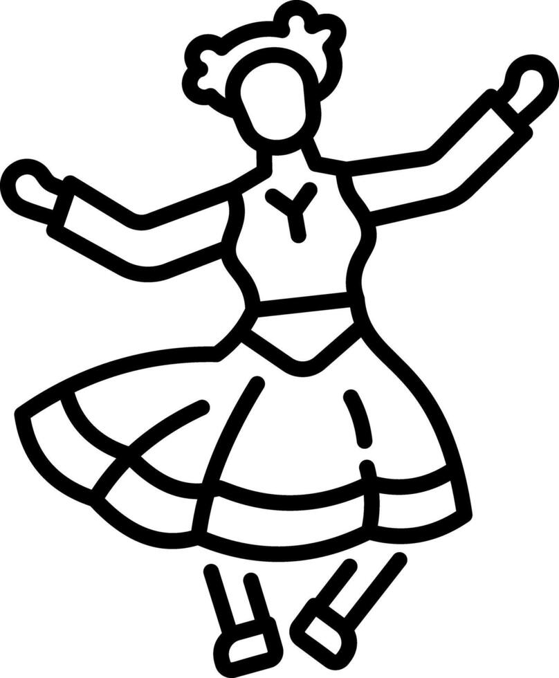 A line style icon showing a character doing cultural dance vector